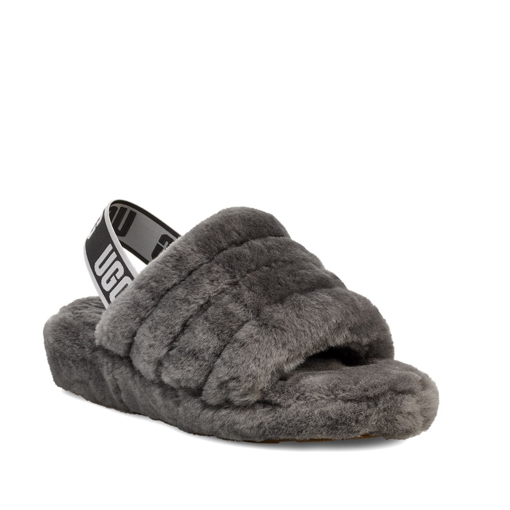 UGG Women's Charcoal Fluffy Slippers